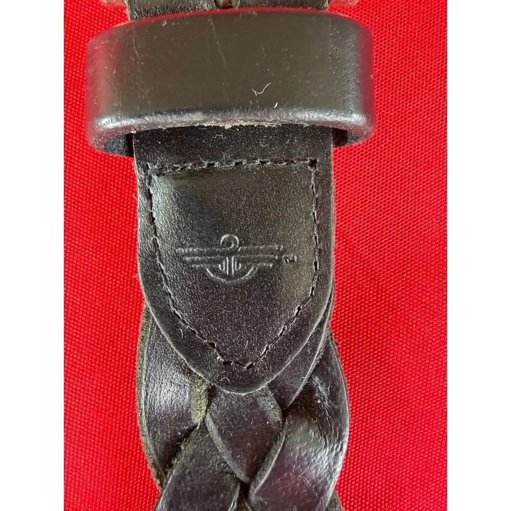 Dockers Genuine Leather Adjustable Black Braided Belt Size M